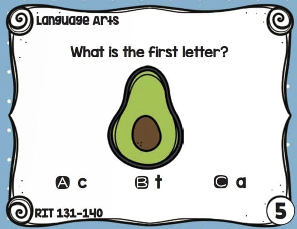 Sample language and grammar task card for K-5 students at RIT 131-140