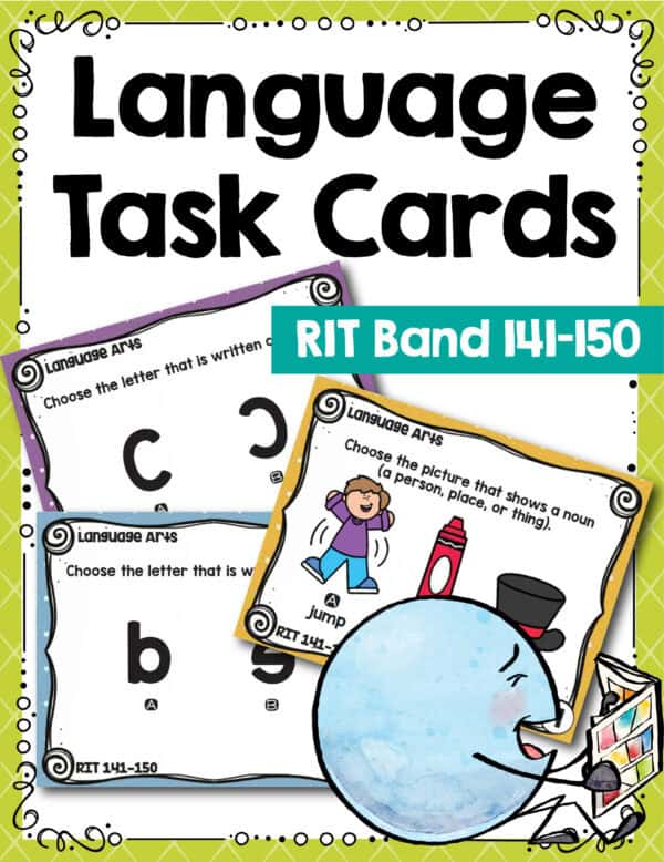 Language and grammar task cards cover for K-5 students at RIT 141-150