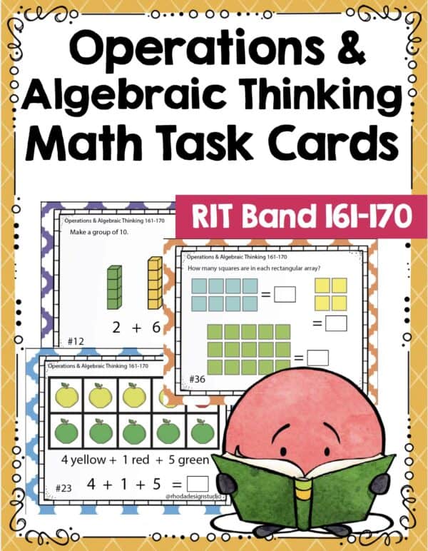 Operations and algebraic thinking task cards cover for K-5 students at RIT 161-170