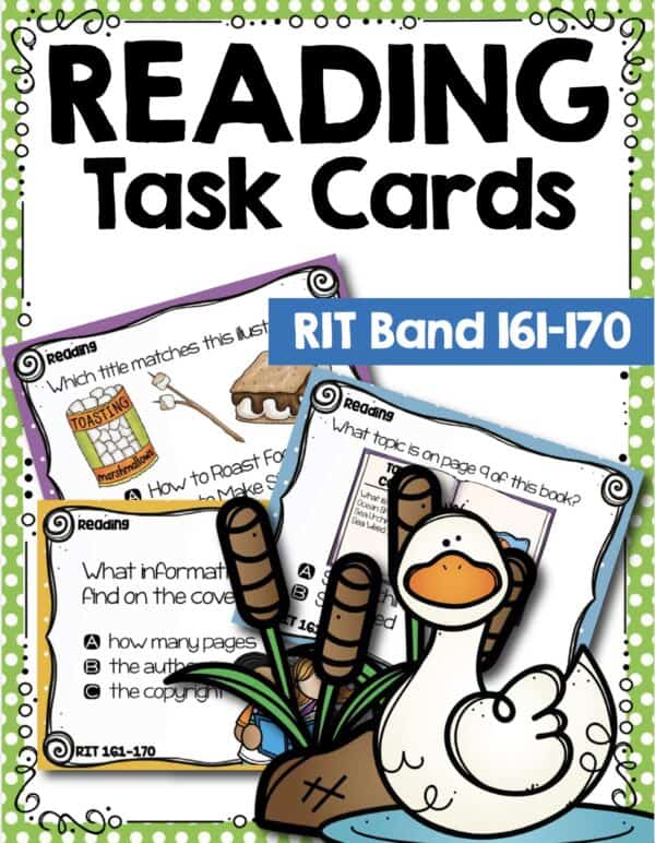 Reading task cards cover for K-5 students at RIT 161-170