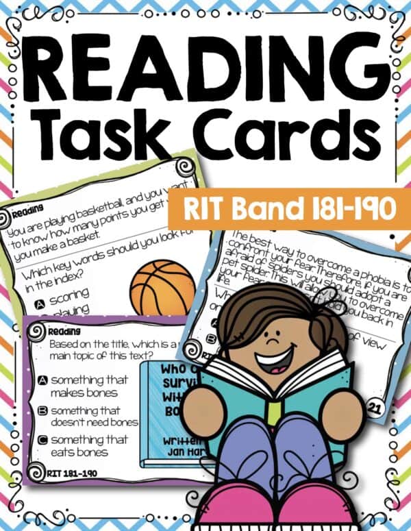 Reading task cards cover for K-5 students at RIT 181-190