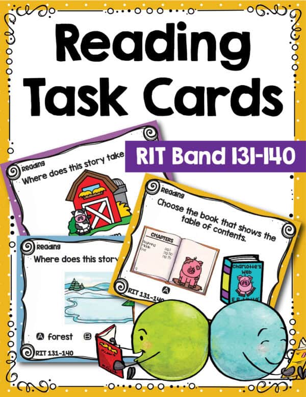 Reading task cards cover for K-5 students at RIT 131-140