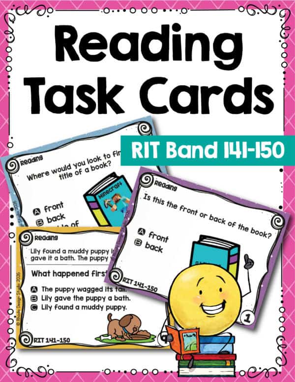 Reading task cards cover for K-5 students at RIT 141-150