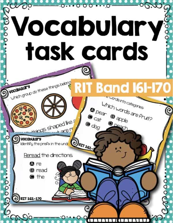 Vocabulary task cards cover for K-5 students at RIT 161-170