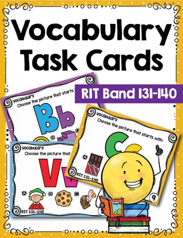 Vocabulary task cards cover for K-5 students at RIT 131-140