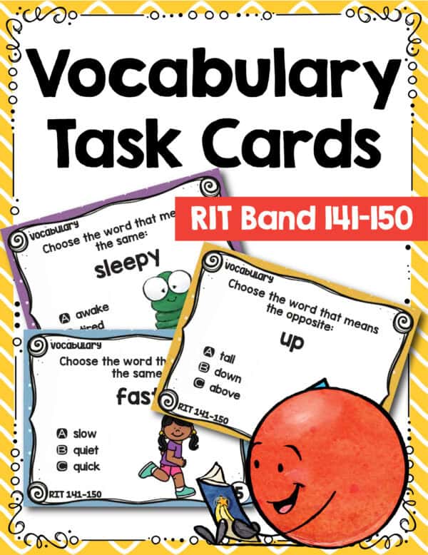 Vocabulary task cards cover for K-5 students at RIT 141-150